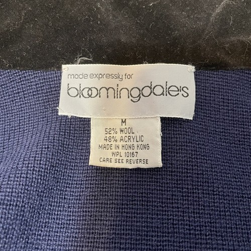 Vintage Women's Bloomingdales Navy Blue Pant Suit Set M Top 8 Bottom - Picture 5 of 13