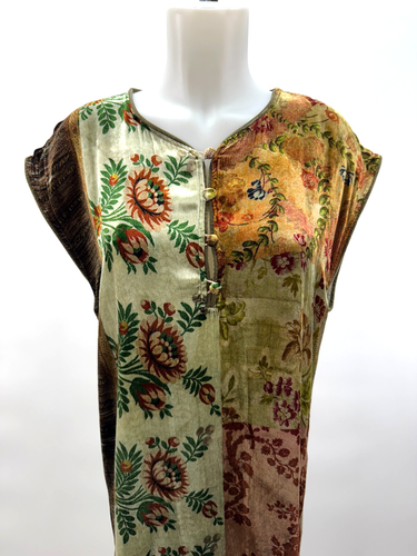 ROCHAS Italien Antik inspiriert Blumen Samt Kaftan Überwurf Morgenmantel Kleid Gr. - Bild 3 von 6