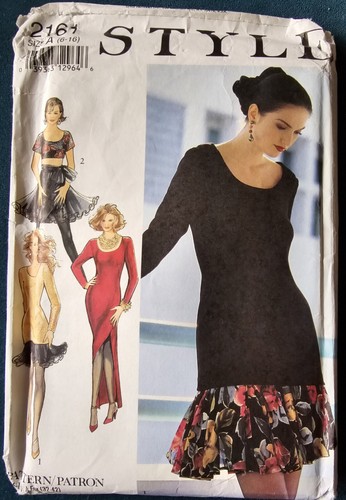 1980s Scoop Neck Mermaid Dress Flip Skirt Midriff Top Style 2161 Sewing Pattern - Picture 2 of 3