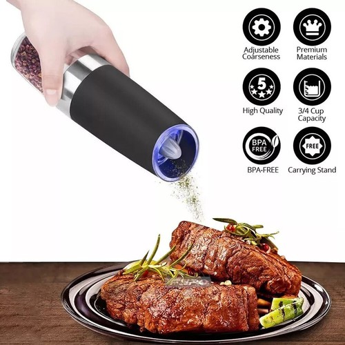 Automatic Blue LED Gravity Electric Salt Pepper Grinder Mill Shakers Adjustable - Picture 4 of 12