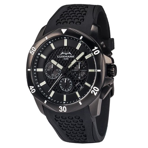 Reloj Luxmark 44 mm para hombre - esfera negra, manecillas luminosas, correa de silicona, 100M WR - Imagen 2 de 6