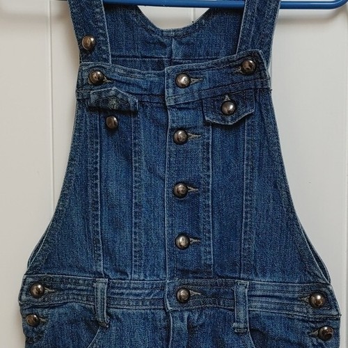 Genevieve Lapierre girls jeans dress overall with buttons, pockets, size 8 - Picture 2 of 6