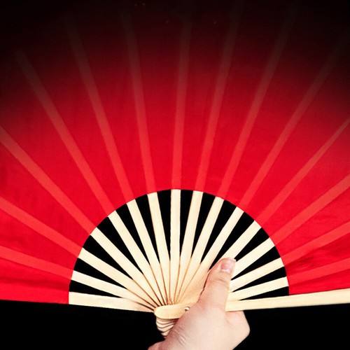 Tie Dye Silk Belly Dance Fan Veils Colorful Stage Long Fan Chinese Bamboo Fan - Picture 20 of 37