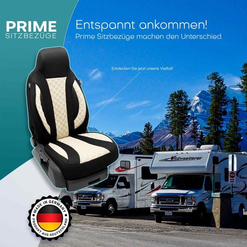 Fundas de asiento de autocaravana piloto adecuadas para Weinsberg CaraCompact (beige-negro) - Imagen 10 de 11