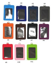 Durable 4 layers PU Leather Vertical ID Badge Holder w/ ID Window and Card Slot