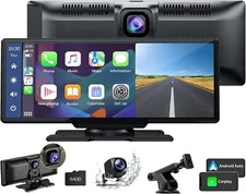 Wireless Carplay Stereo 2.5K Front 1080P Rear Dash Camera Bluetooth Navigation