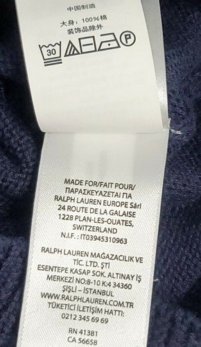 $80 Polo RALPH LAUREN Girls 5 5T SWEATER Navy All Over MULTI COLOR LOGO Pullover - Picture 7 of 12