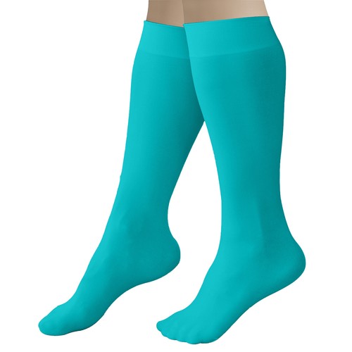 CRS Cross Figure Skating Socks, 2 Pair Knee High Tights Ice Skates Triple Teal - Picture 2 of 10