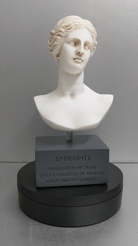 Aphrodite Goddess sculpture bust on alabaster blue base - Video 1 of 1