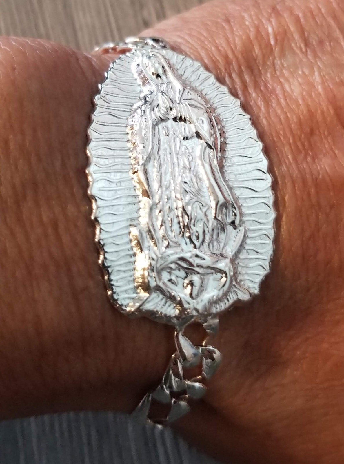 Esclava Virgen de Guadalupe Plata 925 MX 14.4g 7mm Ancla 8.5" de Larga