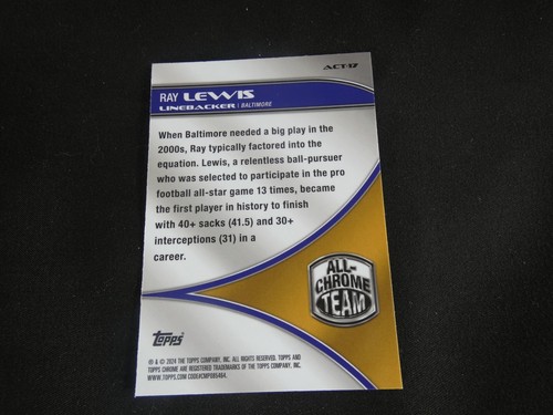 2024 Topps Chrome - All-Chrome Team Ray Lewis #ACT-17 - Picture 4 of 4