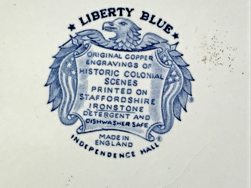 2 Staffordshire England Liberty Blue Independence Hall 10" Dinner Plates Stone - Picture 6 of 9