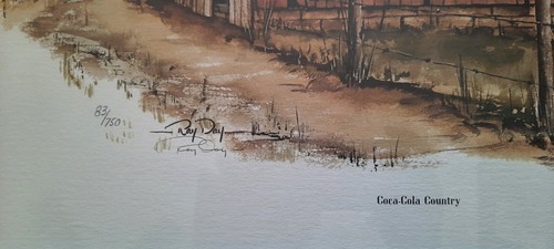 Coca Cola Country Framed LE Print Signed Numbered Ray Day Old Road Series 1977 - Imagen 3 de 7
