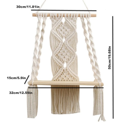 Hiuxume Macrame Wall Hanging Shelf - Bohemian Wall Decor for Bedroom - Picture 6 of 9