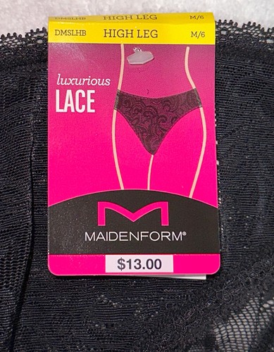 Maidenform luxuriös Spitze schwarz hoch geschnitten Bein Slip Höschen Damen S 5 M 6 L 7 XL 8 - Bild 6 von 9