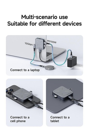Adaptador Hub USB C Magnético 7 en 1 4K HDMI 100W PD para MacBook iPhone 15 16 - Imagen 12 de 24