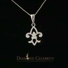 White Sterling Silver with Fleur de Lis Shape Pendant 0.57ct Cubic Zirconia