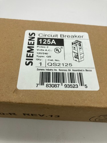 New Siemens QS2125 2 Pole 125Amp 120 240VAC Type QS Plug In Main Circuit Breaker - Picture 14 of 14