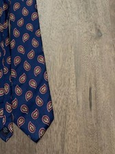 Harbor View Neck Tie Blue Red Paisley Pattern 100% Silk Made In USA Necktie