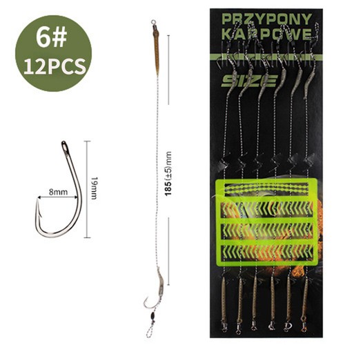 Paquete de 2 ganchos de pesca de carpa Leader plataformas para el cabello con gancho de línea trenzada tamaño 2#-8# - Imagen 11 de 16