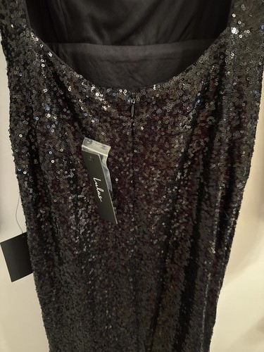 Neu mit Etikett Lulus schwarz endlos Feier rückenfrei Langarm Pailletten Maxikleid - Bild 4 von 6