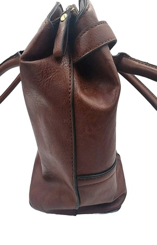 Bueno Faux Leather Satchel Bag Brown Gently Used 13"x10"x5" - Picture 6 of 15