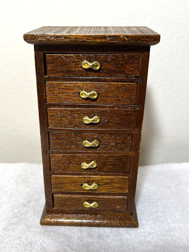 Vintage Dollhouse Miniature Wood Chest Of Drawers