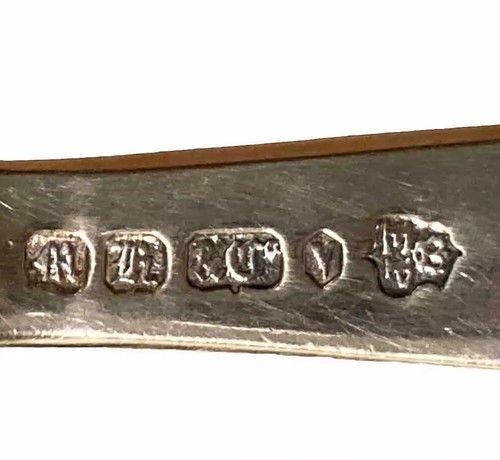 1863 MARTIN HALL FLATWEAR: 14 PC KNIVES, FORKS, SERVER KNIFE, FORK; MONOGRAM “C” - Picture 5 of 19