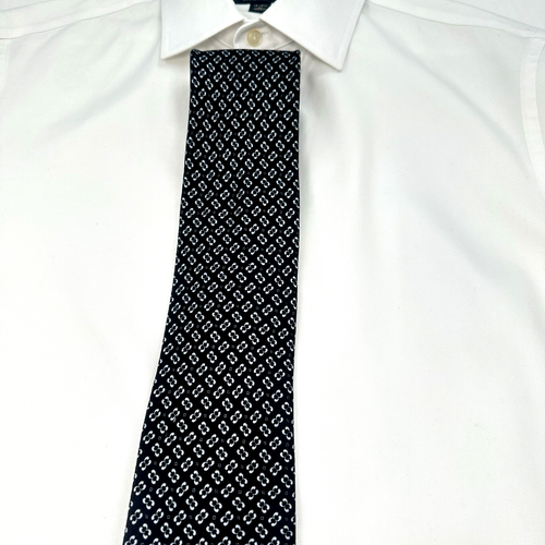 BRIONI SILK Neck Tie Mens Black White 60 x 3.5 100% SETA- SILK Handmade in ITALY - Picture 9 of 19