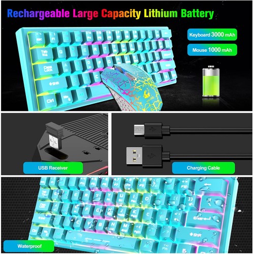 ZIYOU LANG T87 Wireless gaming keyboard and mouse rechargeable Backlit Rainbow - Picture 29 of 30