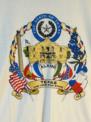 Vintage 1987 State of Texas Tshirt The Alamo Lone Star State Single Stitch Large - Picture 2 of 8