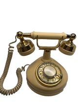 Vintage French Princess Style Cream Gold Rotary Telephone
