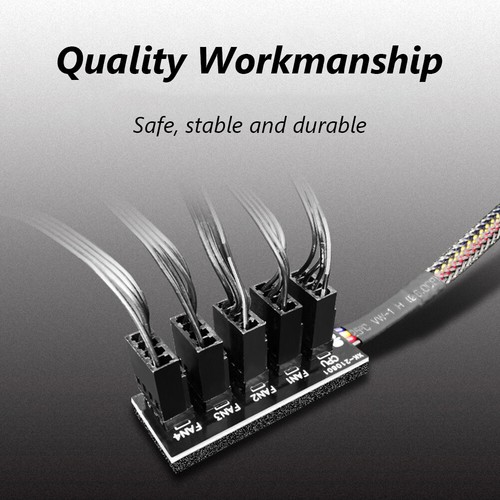 1 to 5 PWM Fan Hub Adapter 4Pin Power Extension Cable for CPU Cooler PC Case Fan - Afbeelding 6 van 9
