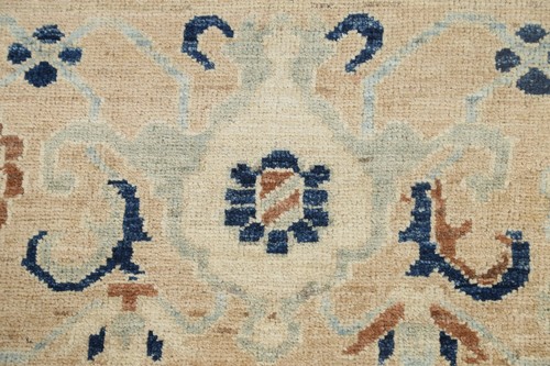 Alfombra oriental colorante vegetal Oushak-Chobi hecha a mano alfombra de lana azul marino 9x12 - Imagen 8 de 12