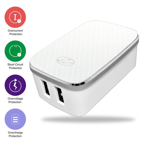 Weiß Universal 3,4 A Dual Port Reise Ladegerät Wandadapter mit Typ-C Kabel für - Bild 2 von 6