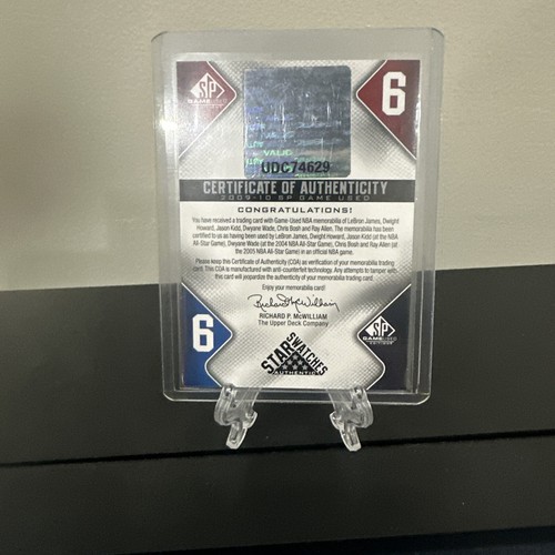 2009 Sp Game Used Six Star Swatches James/howard/kidd/wade/bosh/allen BGS 9 pop1 - Picture 4 of 5
