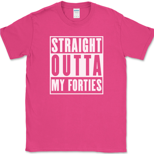 Straight Outta My Forties T-Shirt Funny 40s Birthday Humor Gift Text Tee - Photo 10/10