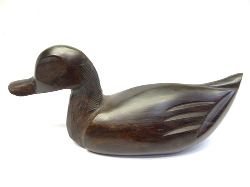 Heavy Ebony Wood Hardwood Carved Mallard Duck Decoy Decorative Figure Figurine  - Picture 1 of 12