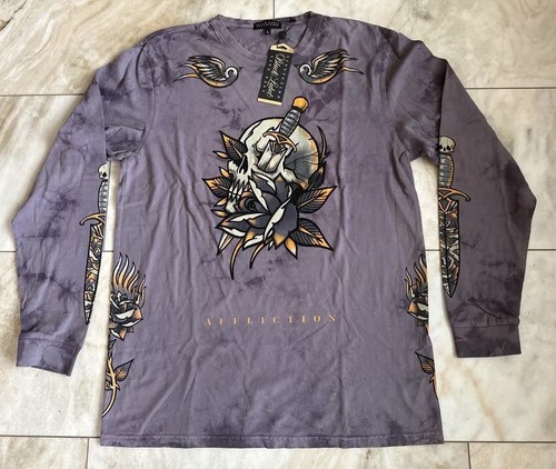 NWT$64 AFFLICTION BLACK LABEL SOUL SACRIFICE BLACK CRYSTAL LONG SLEEVE SHIRT 4XL - Picture 4 of 5