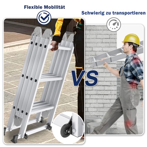 4x5 Sprossen Gelenkleiter Klappleiter Mehrzweckleiter Stehleiter Anlegeleiter# - Bild 6 von 13