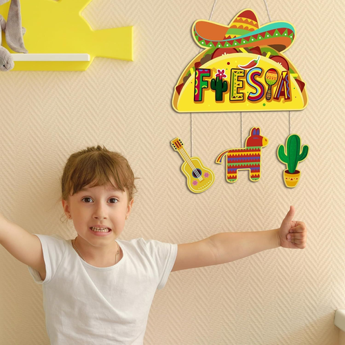 Putuo Decor Cinco de Mayo Wood Door Sign Mexican Fiesta Hanging Yellow Taco - Picture 6 of 7