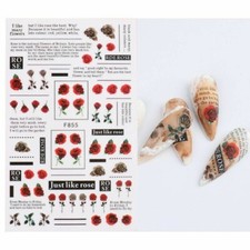 3D Nail Art Sticker Love Rose Flower Words Decal Manicure Peel Stick F855 NS3