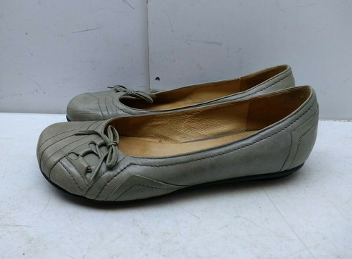 Miz Mooz Tan Gray Leather Slip On Ballet Flats Pumps Driving Women's Shoes 7M 38 - Picture 2 of 10