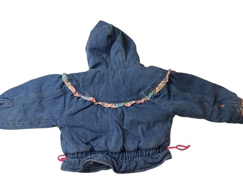Rare Vintage OshKosh B'Gosh Sz 3 Toddler Denim Jean Jacket Coat Pink Flowers - Picture 7 of 16