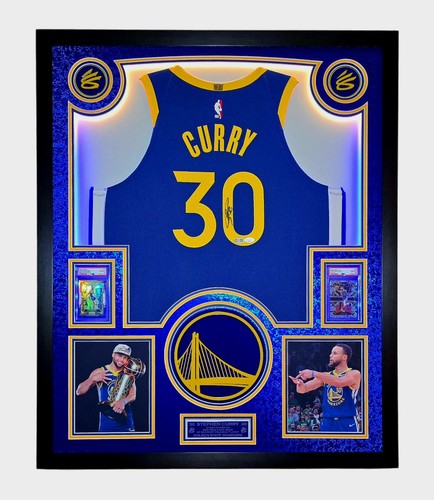 Stephen Curry Signed & Framed Nike Vaporknit Jersey w/LEDS, 3D Logos & 2 PSA10's - Bild 14 von 14