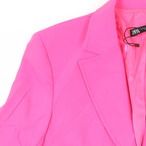 Blazer rosa para mujer Zara, talla 8, solapa de muesca, dos botones - Imagen 5 de 12