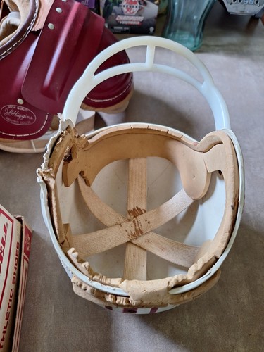 VTG. Rawlings Leather Football Cleats Foremost Shoulder Pads + Helmet Youth - Picture 13 of 18
