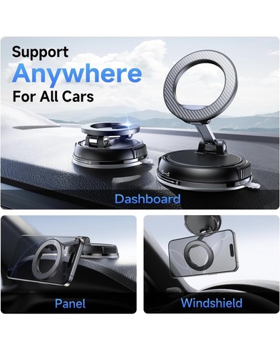 X4 Support Téléphone Magnétique Aspirateur 360° Ventouse Forte Support Pliable - Photo 3 sur 7