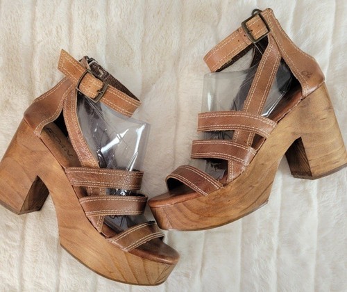 ROAN BY BED STU Corey Limited Ed Leather Platform Wooden ‘70s Heels Sandals 8.5 - Picture 6 of 12