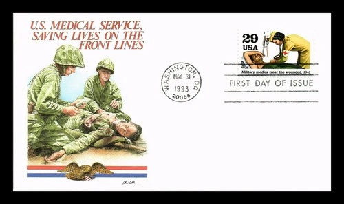 US COVER WWII MILITARY MEDICS TREAT WOUNDED 50TH ANNIVERSARY FDC FLEETWOOD